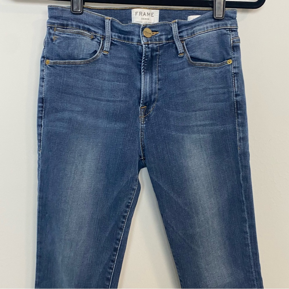 Frame Le High Skinny Released Raw Hem Jeans in Merrick Wash - Picture 5 of 11